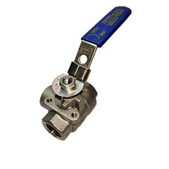 SSTW-150 | 1-1/2"FPT 3-Way 316SS Ball Valve w/Locking Handle 1000 PSI CWP 150 WSP